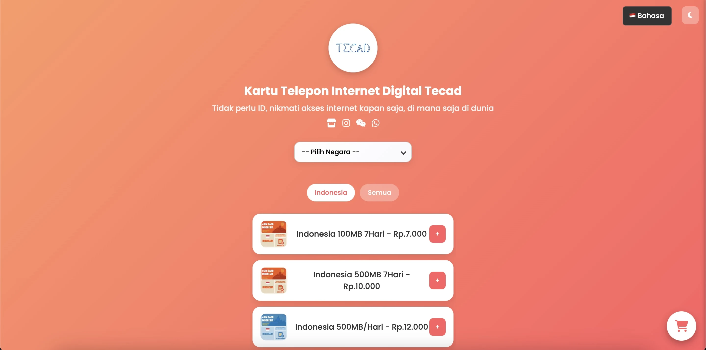 One-Click Shop | Tecad Indonesia International Tec eSIM